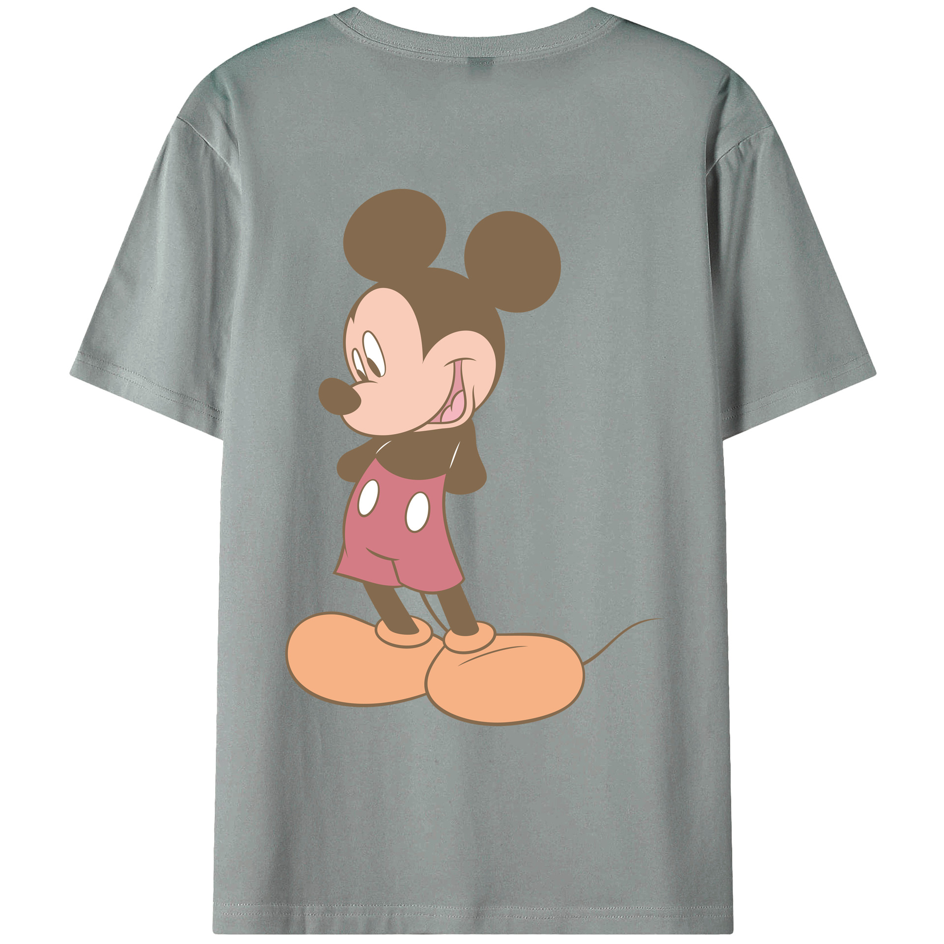 ミッキーマウス Mickey Mouse 綿100％ メンズ半袖Tシャツ（バックプリント） 通気性